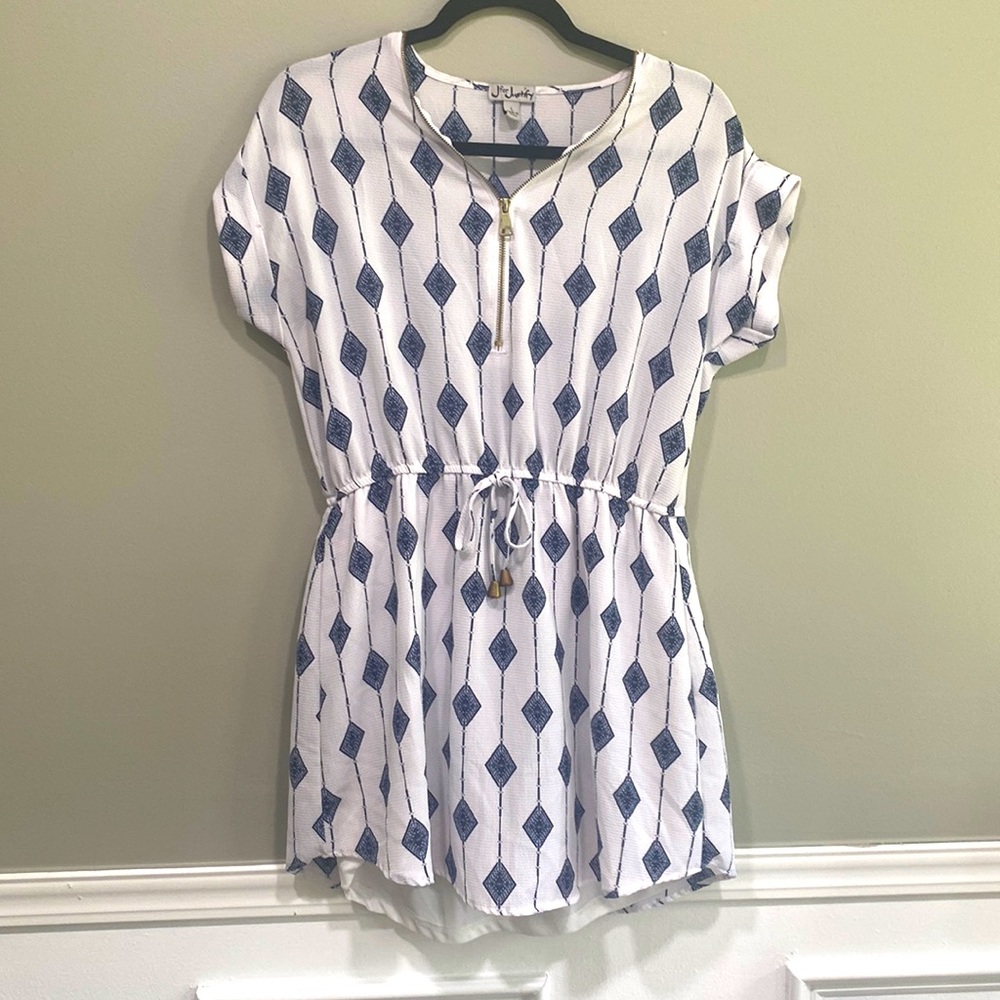 Navy and white mini dress